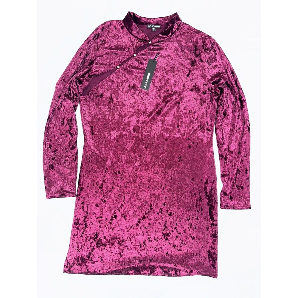 Fashion Nova Velvet Dress Magenta/Fuchsia 3XL